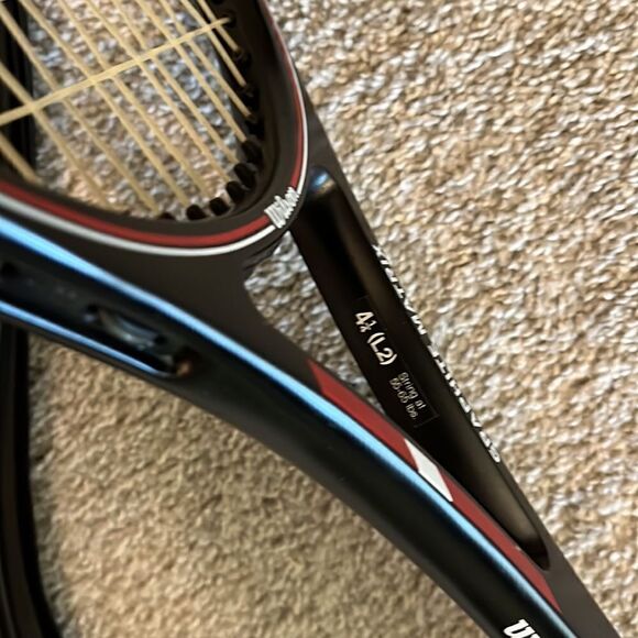 Used Wilson Graphite Matrix MidSize vintage Tennis Racquet size 4 1/4 L2 leather - Picture 4 of 10